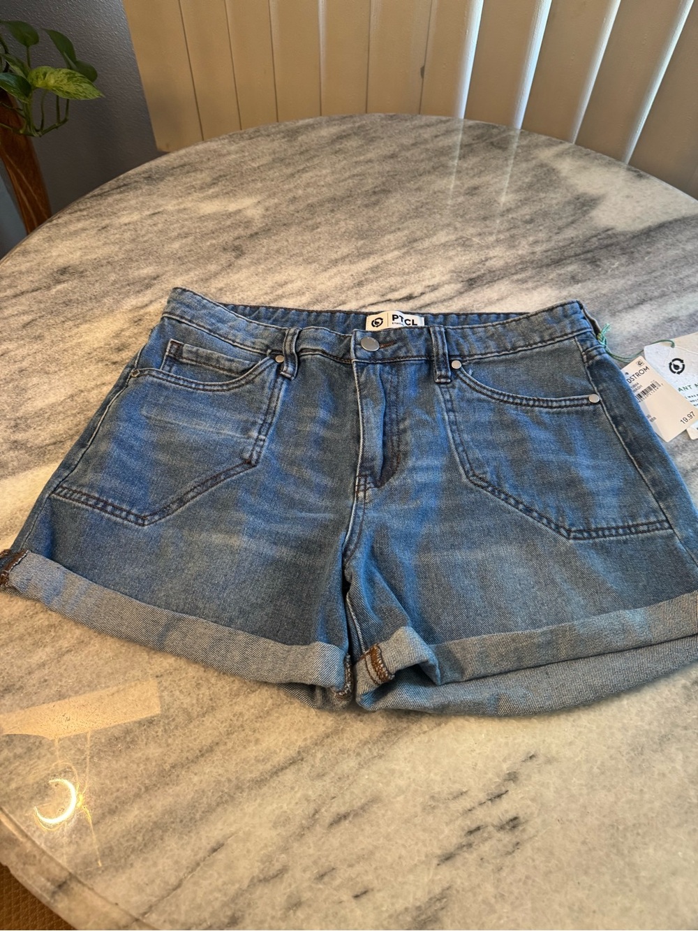 TCL Light Blue Rolled-Hem Denim Shorts